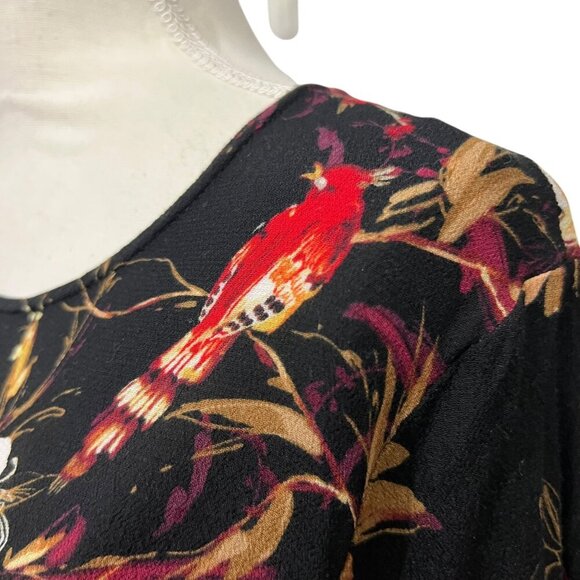 J. Jill Dark Romantic Floral Bell Sleeve Loose Fit Top Size‎ Large - Picture 4 of 12